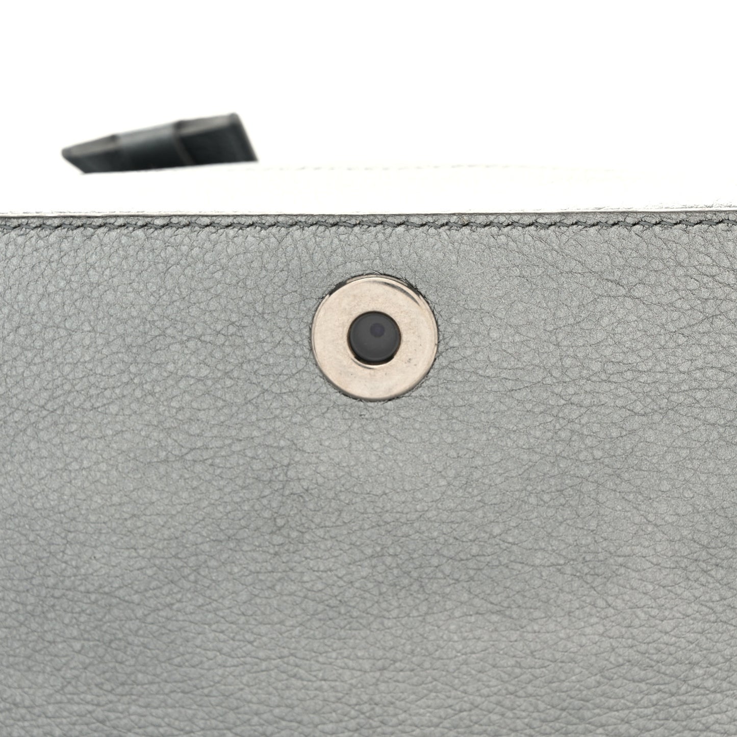 Metallic Calfskin LED Logo Projector Top Handle Bag Silver
