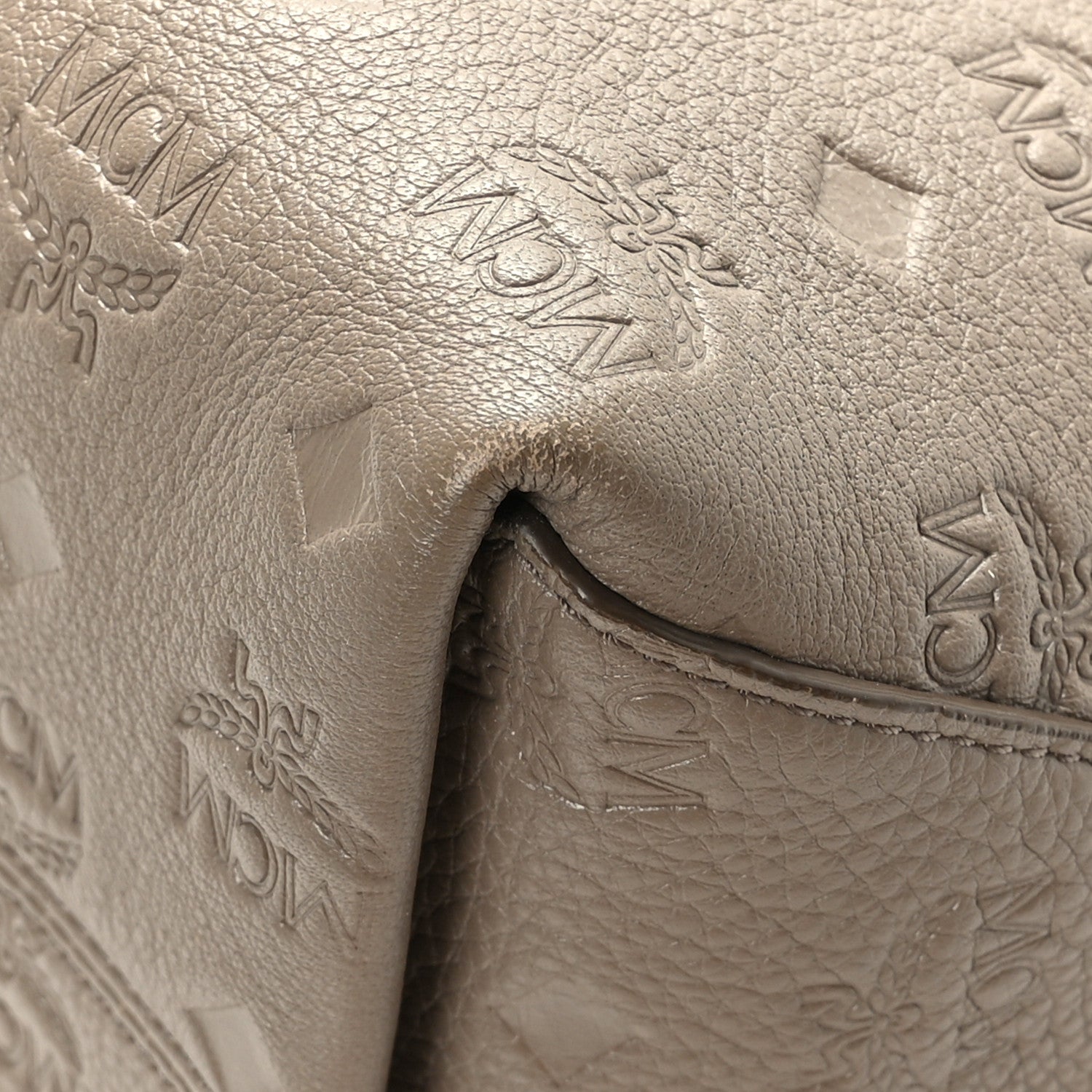 MCM Calfskin Ottomar Monogram Medium Klara Shopper Tote Dove 10 of 10