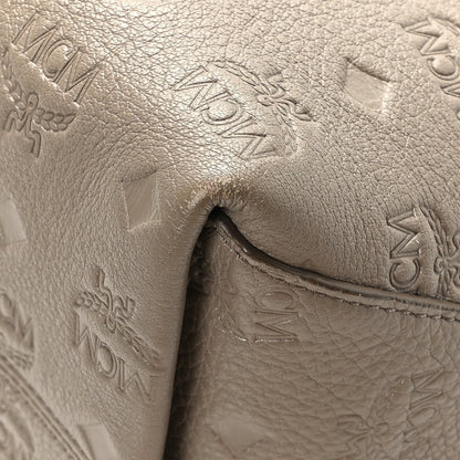 MCM Calfskin Ottomar Monogram Medium Klara Shopper Tote Dove 10 of 10