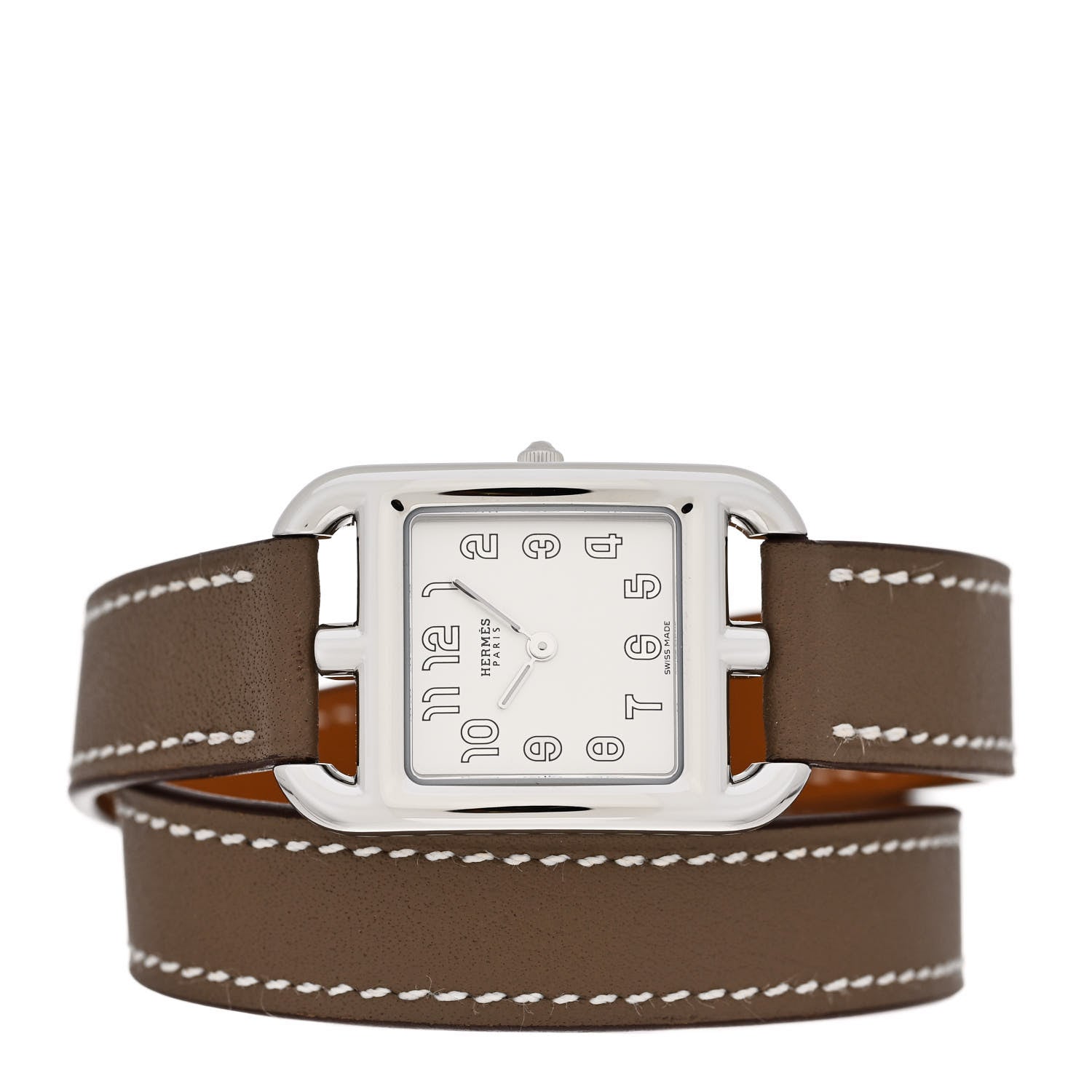 Hermes Stainless Steel Swift 23mm Cape Cod Double Tour Quartz Watch Etoupe 2 of 5