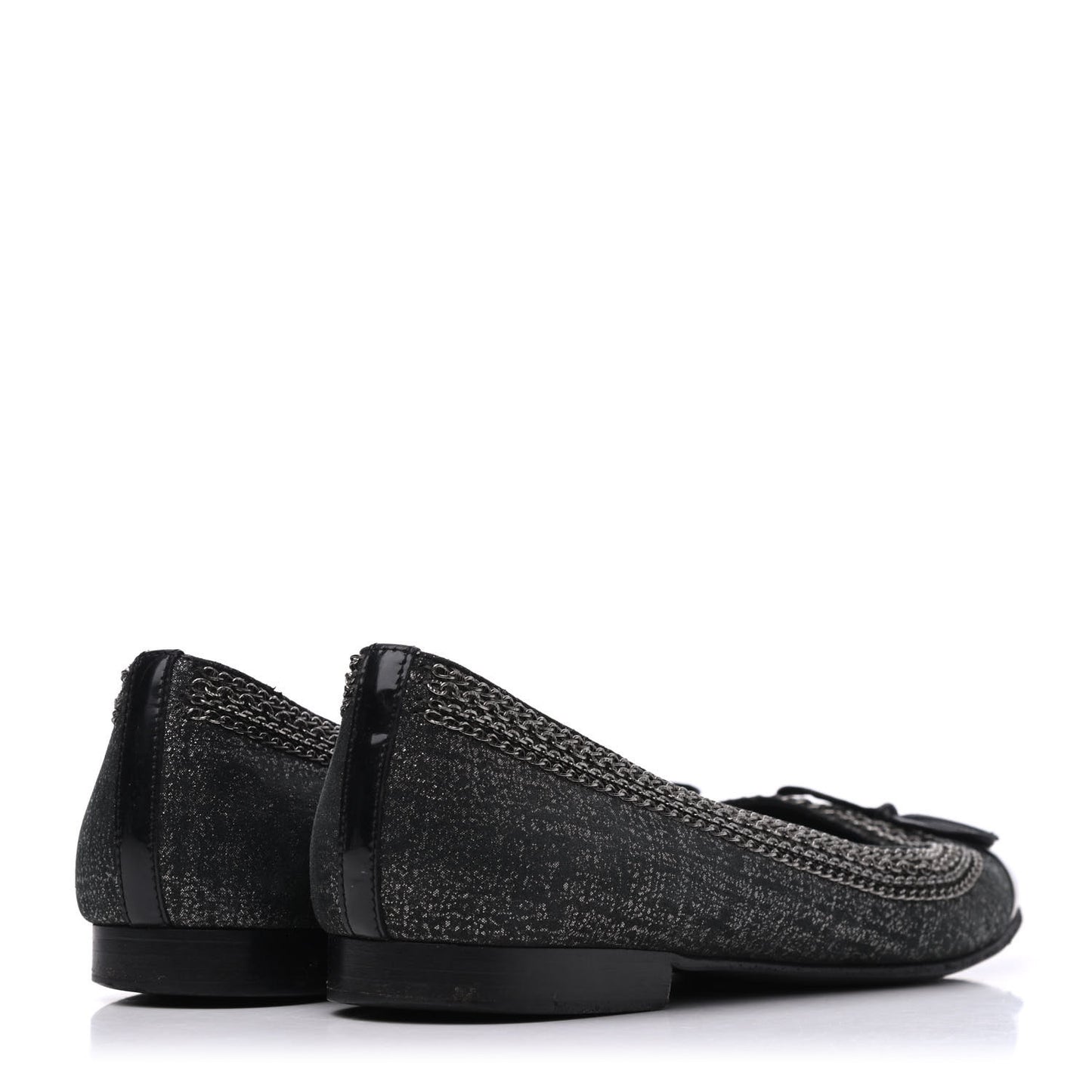 Tweed Patent Cap Toe Ballerina Flats 37 Black