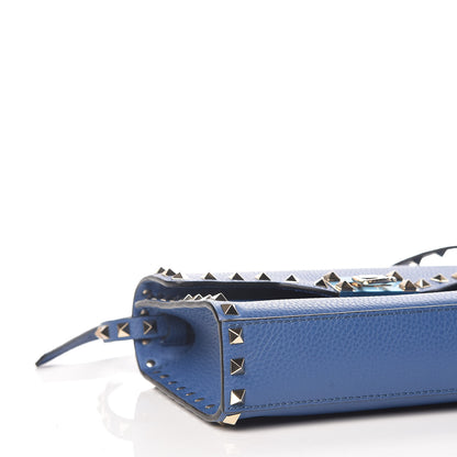Valentino Garavani Pebbled Calfskin Medium Rockstud Flip Lock Crossbody Bag Baltique 7 of 8
