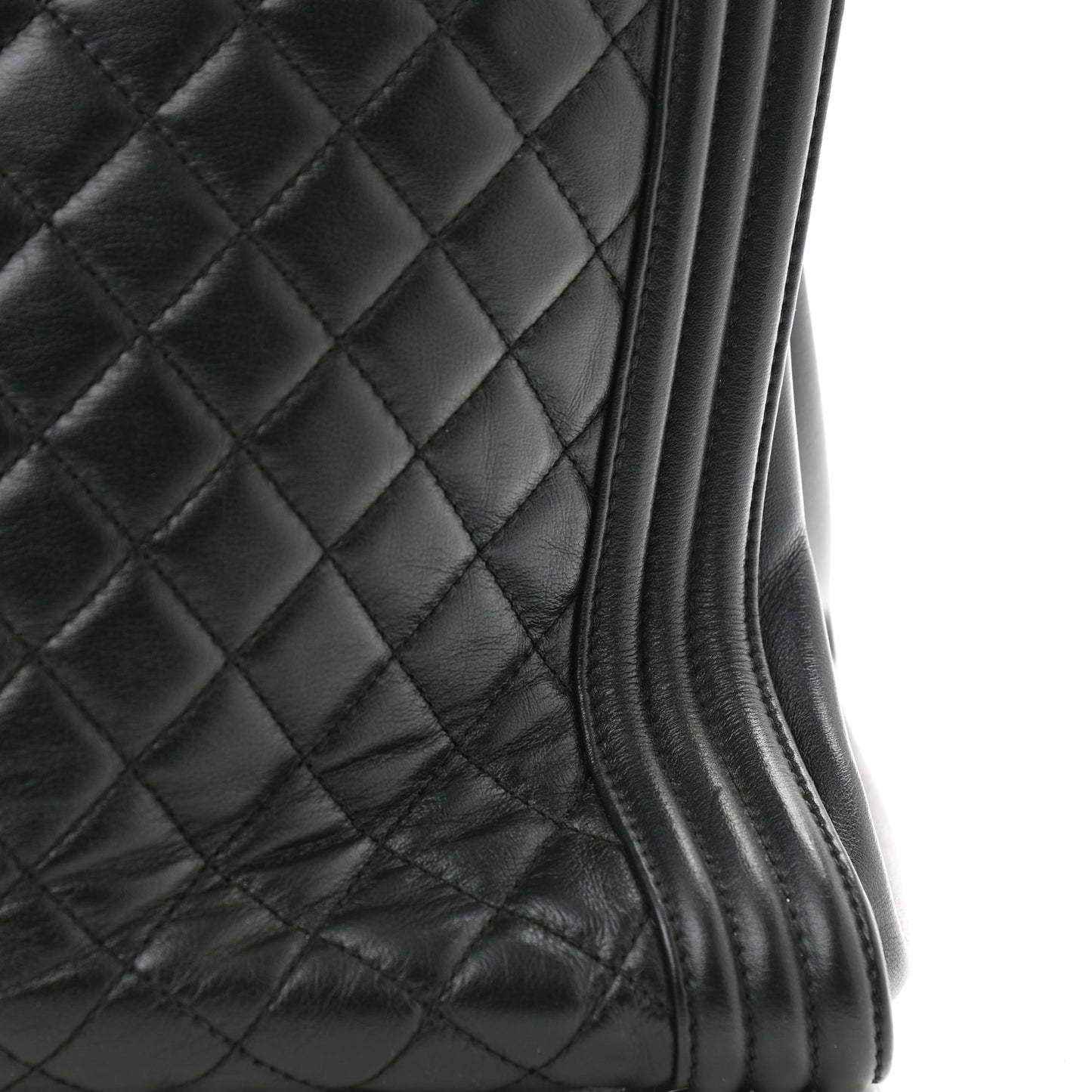 Calfskin Quilted Boy Shopping Tote Black