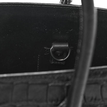 Saint Laurent Calfskin Crocodile Embossed Large Sac De Jour Carryall Black 16 of 26