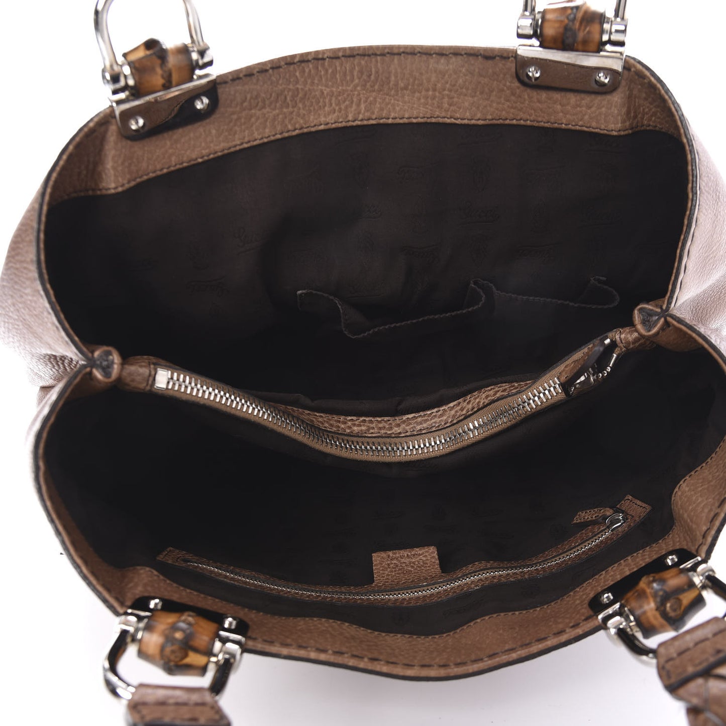 Calfskin Medium Bamboo Bar Tote Bag Brown