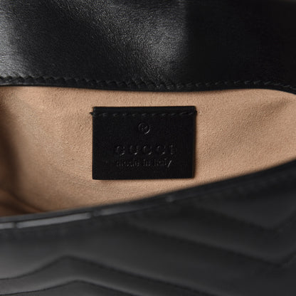 Gucci Calfskin Matelasse Super Mini GG Marmont Shoulder Bag Black 10 of 13