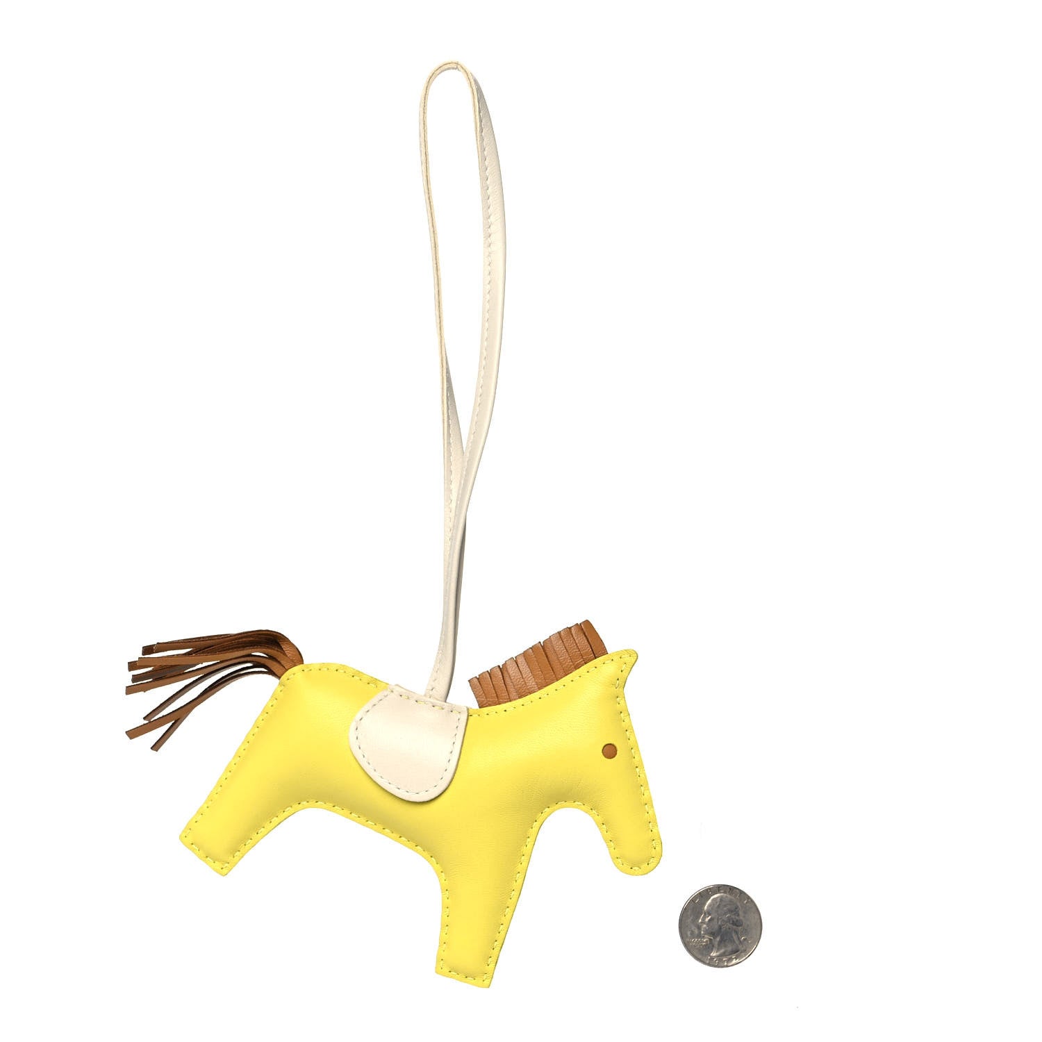 Hermes Milo Lambskin Grigri Rodeo Horse Bag Charm GM Lime Sesame Craie 2 of 4