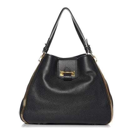 Tom Ford Grained Calfskin Sedgwick Medium Zipper Tote Black 1 of 6