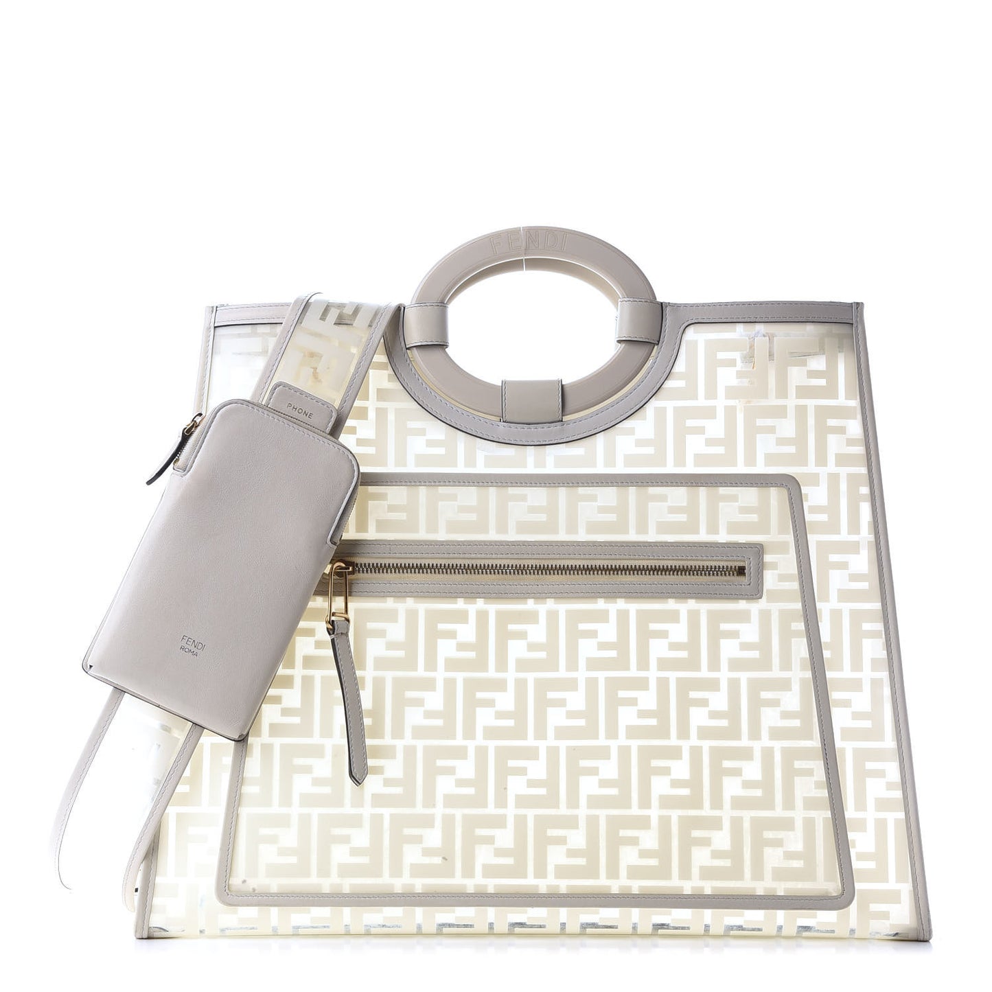 TPU FF Vitello Century Plexiglass Large Runaway Shopper Tote White