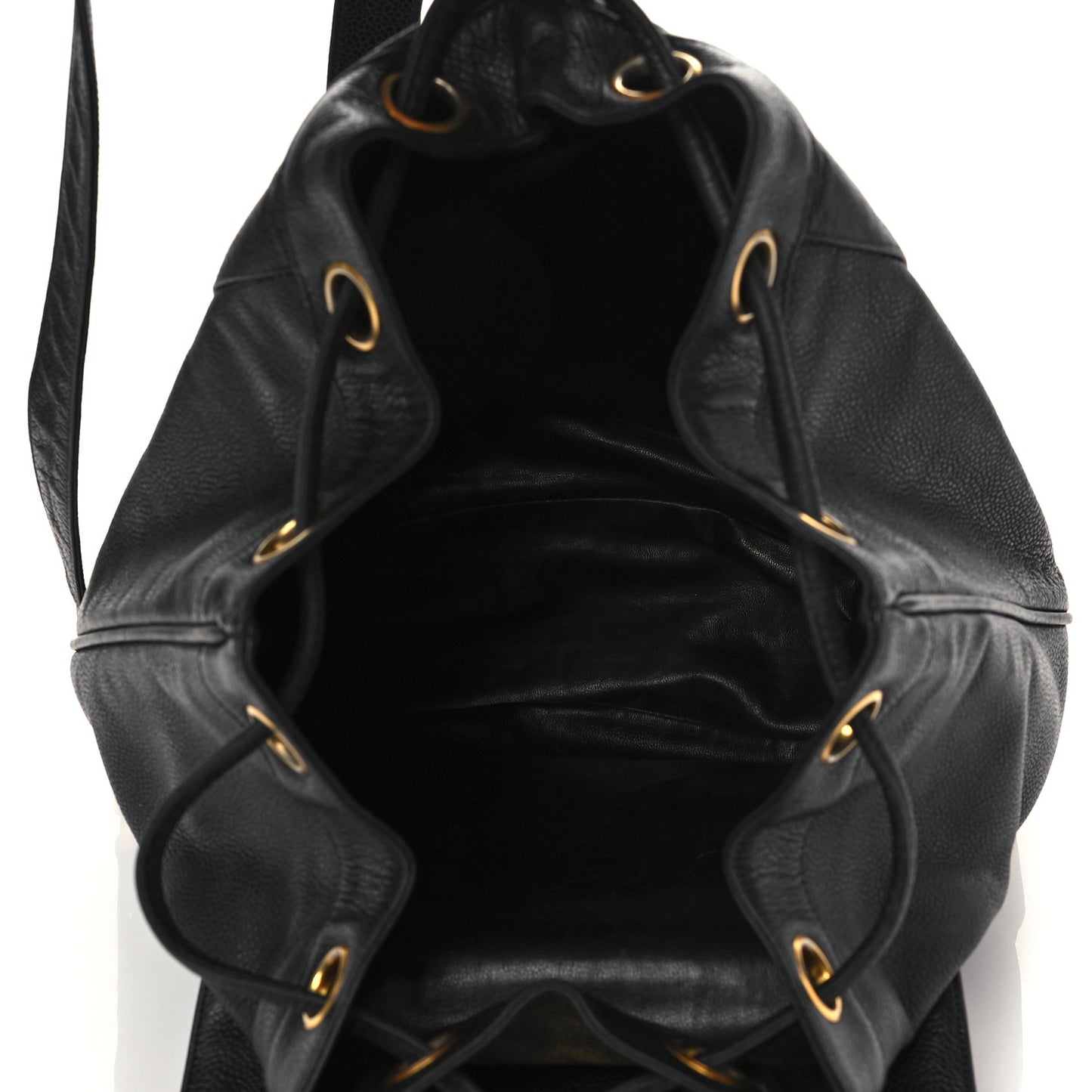 Caviar Drawstring Backpack Bag Black