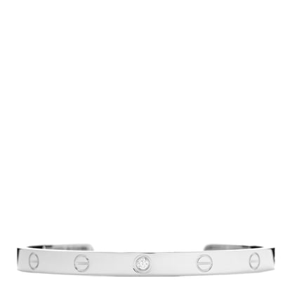 Cartier 18K White Gold 1 Diamond LOVE Cuff Bracelet 19 1 of 4