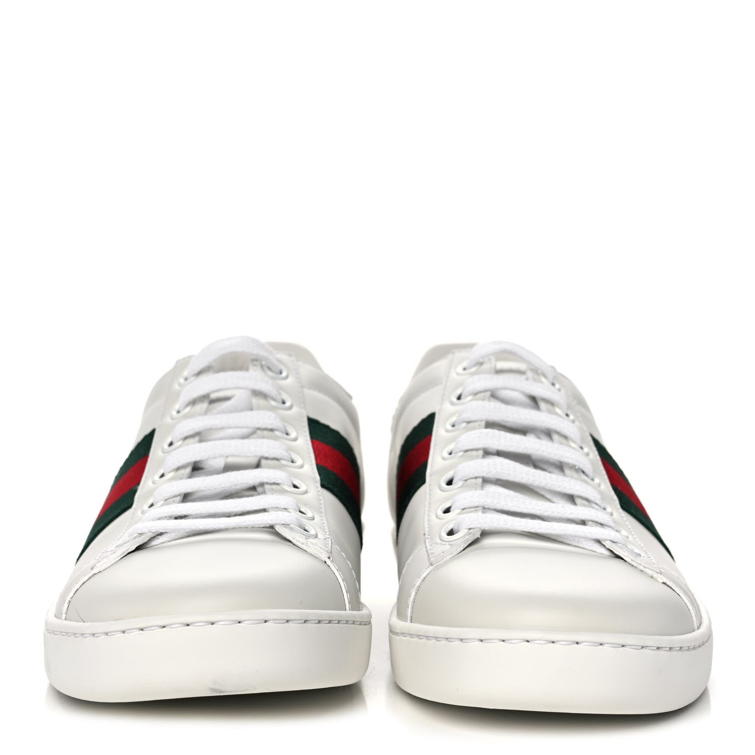 Gucci Calfskin Crocodile Web Womens Ace Sneakers 36.5 White Green 2 of 11