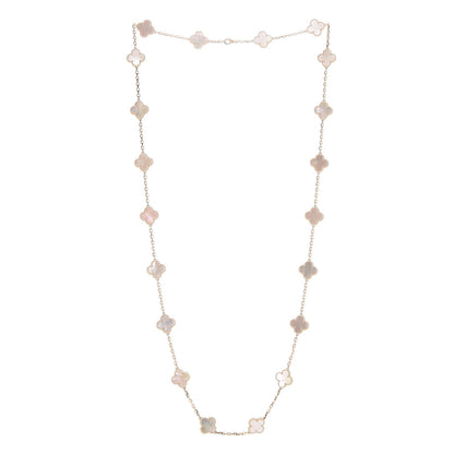 Van Cleef & Arpels 18K Yellow Gold Mother of Pearl 20 Motifs Vintage Alhambra Necklace 4 of 4