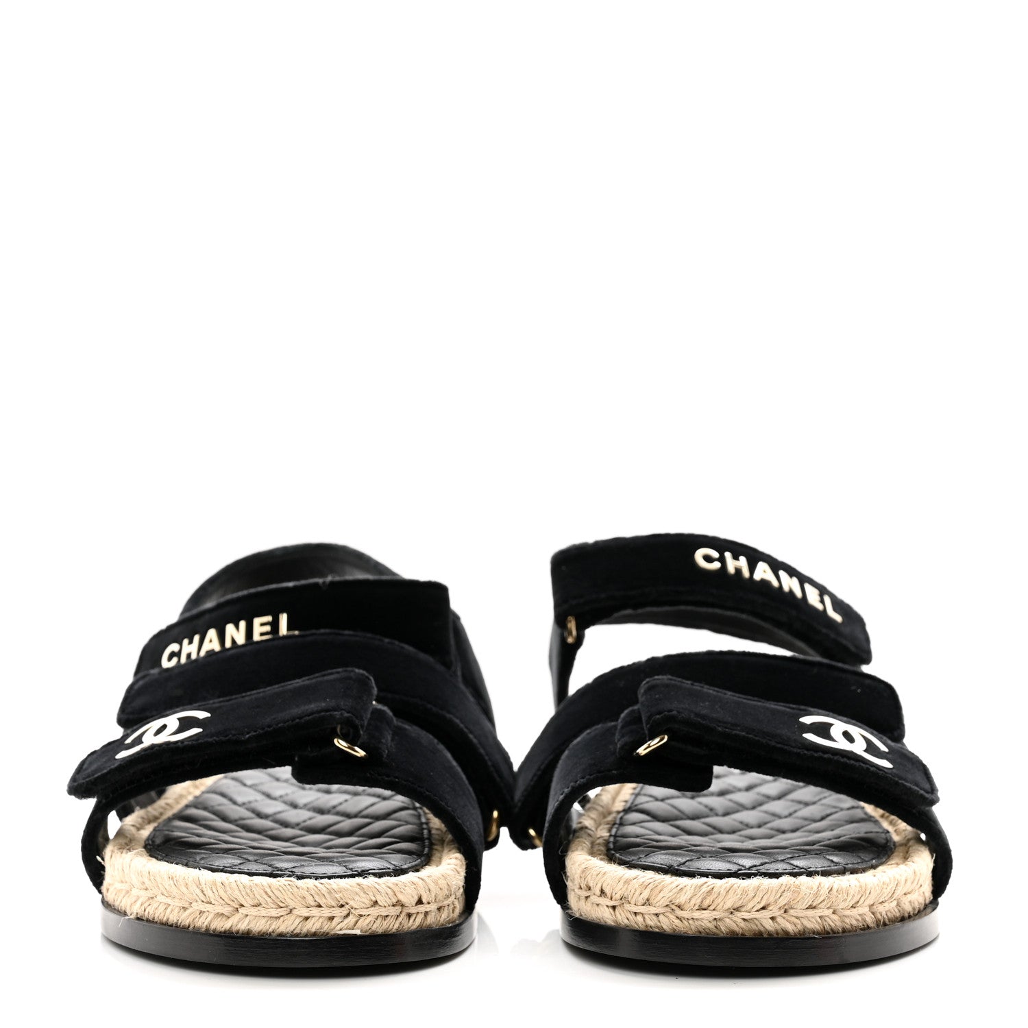 Chanel Velvet Lambskin CC Flat Sandals 40 Black 2 of 8