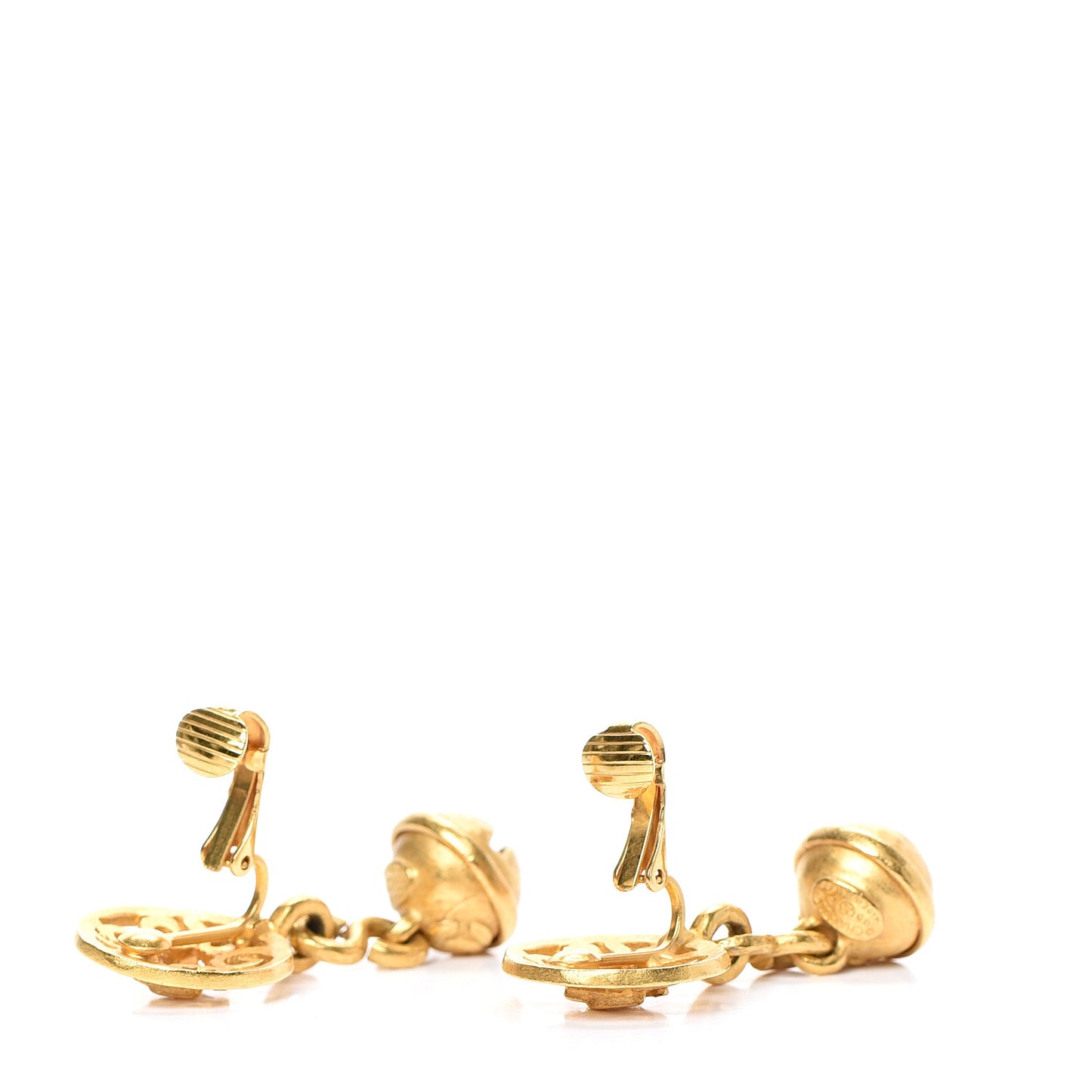 CC Clip On Drop Earrings Gold