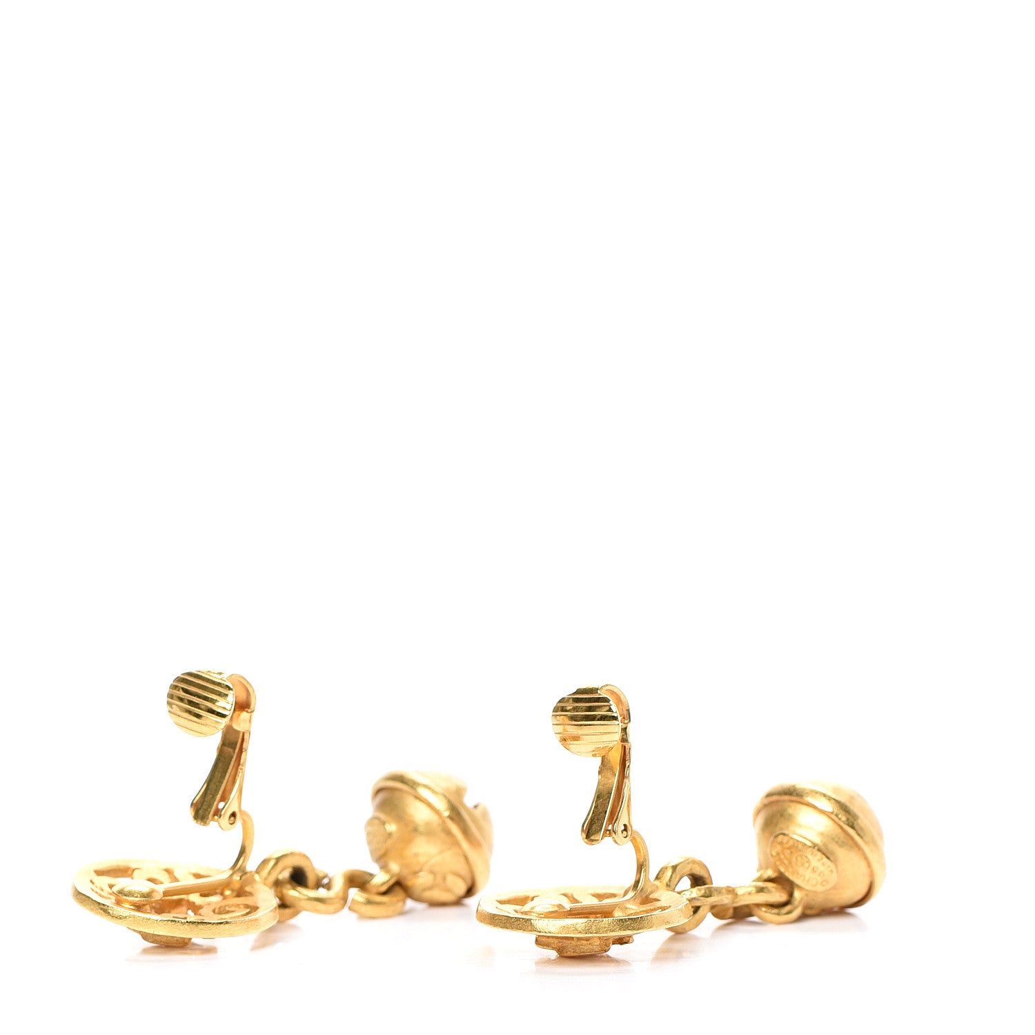 Chanel CC Clip On Drop Earrings Gold 3 of 4