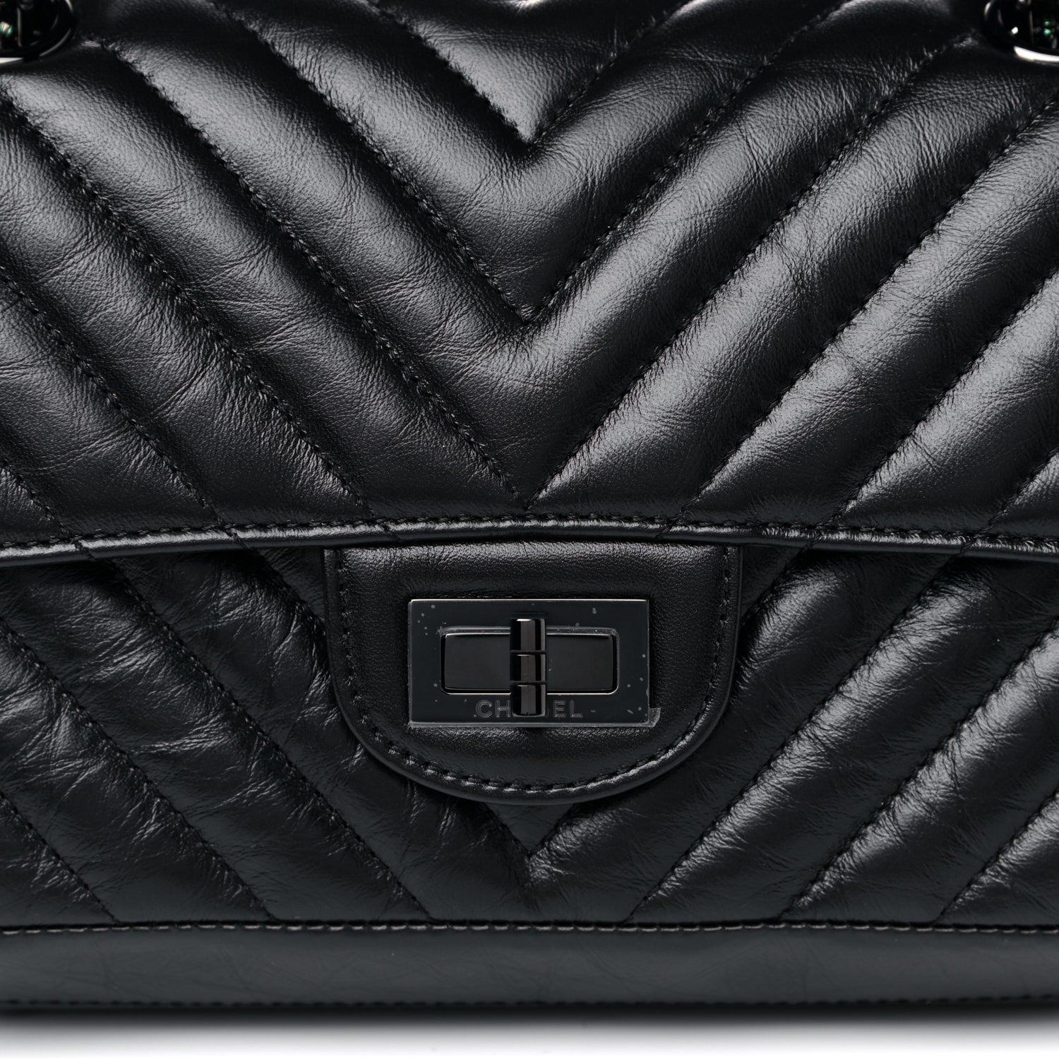 Chanel Aged Calfskin Chevron Quilted 2.55 Reissue Mini Flap So Black 8 of 11
