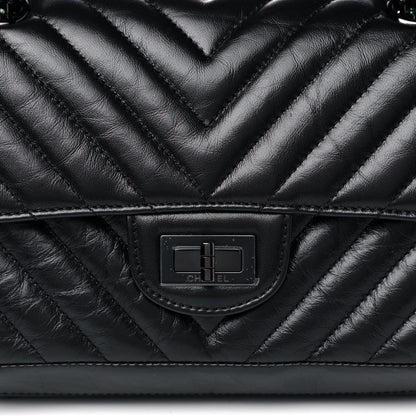 Chanel Aged Calfskin Chevron Quilted 2.55 Reissue Mini Flap So Black 8 of 11