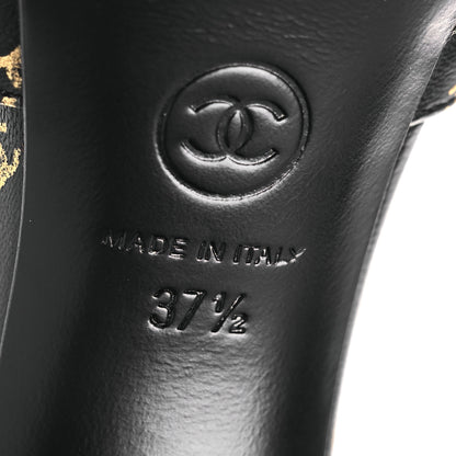Chanel Printed Lambskin CC Platform Pumps 37.5 Black Gold 8 of 11