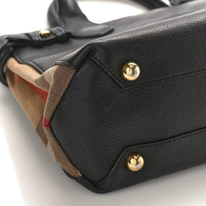 Burberry Grainy Calfskin House Check Small Banner Tote Black 7 of 12