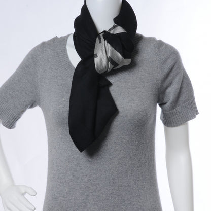 Chanel Wool Cashmere Silk CC Scarf Shawl Black White 3 of 8