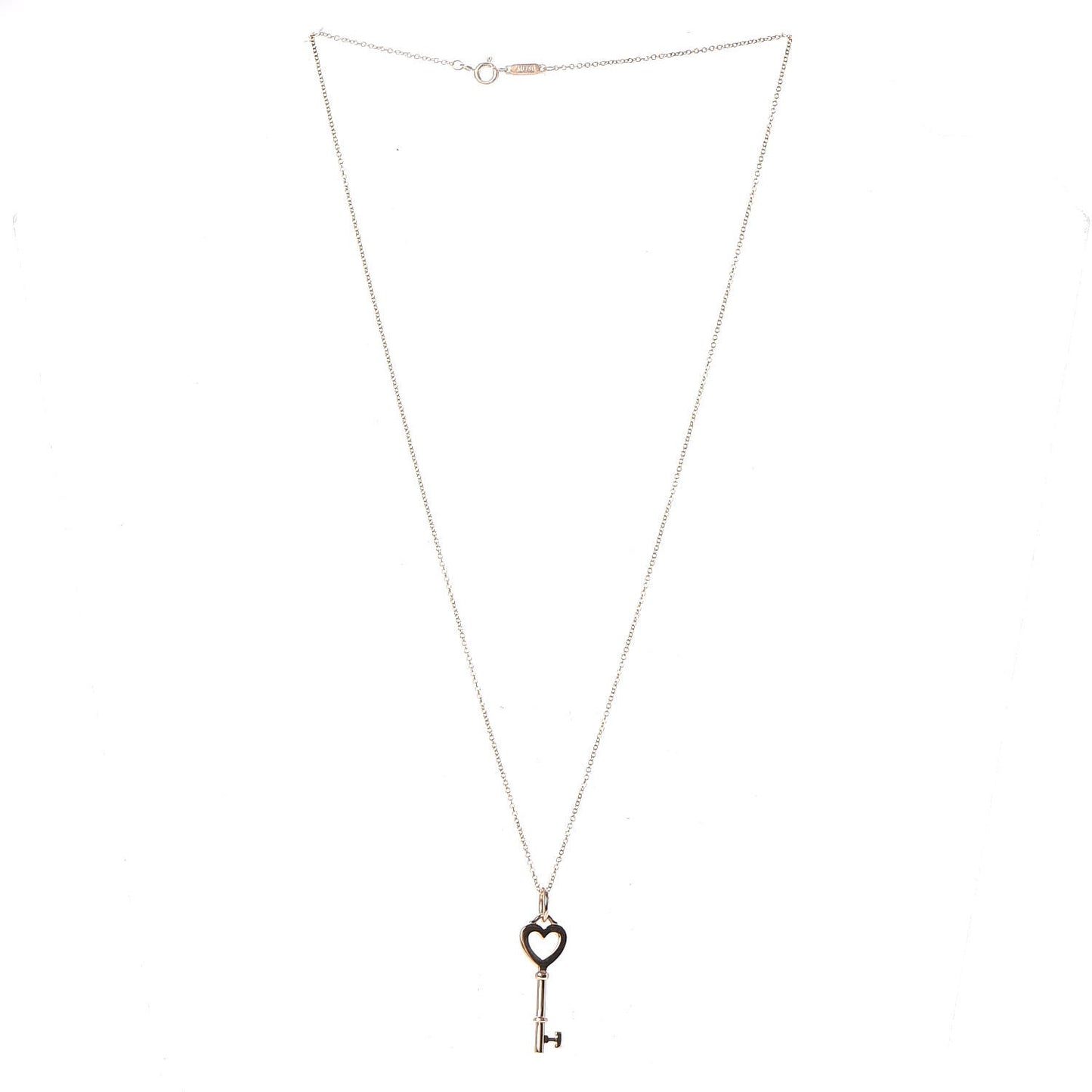 18K Yellow Gold Mini Heart Key Pendant Necklace