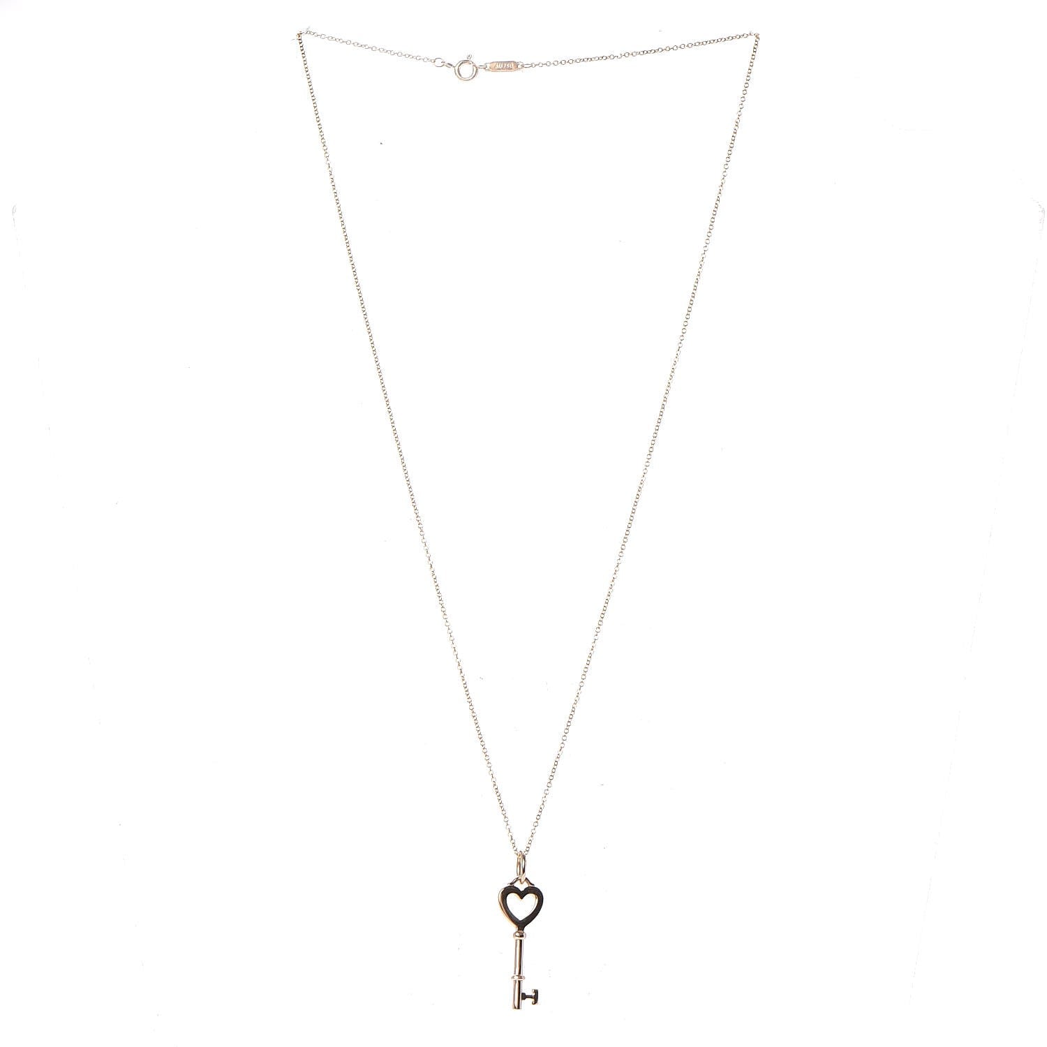 Tiffany 18K Yellow Gold Mini Heart Key Pendant Necklace 3 of 8