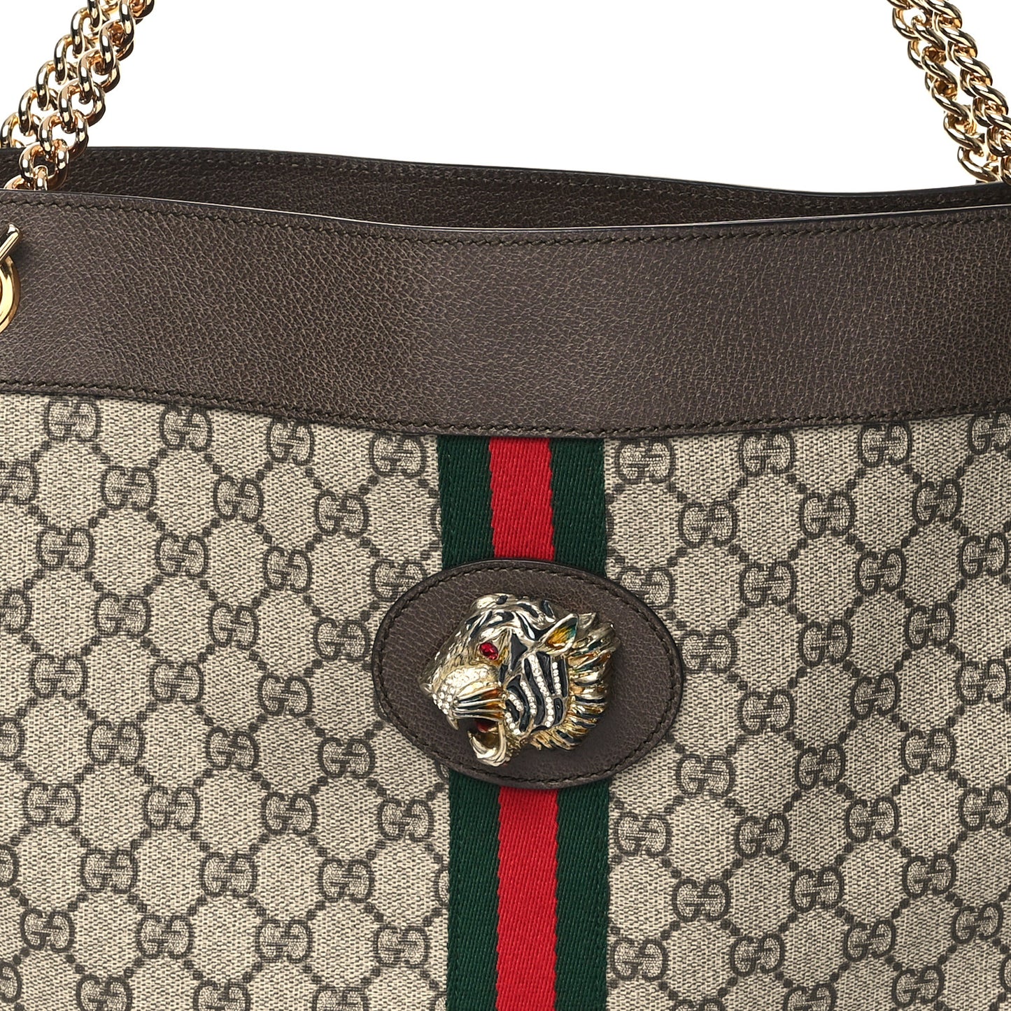 GG Supreme Monogram Large Rajah Chain Tote Beige New Acero