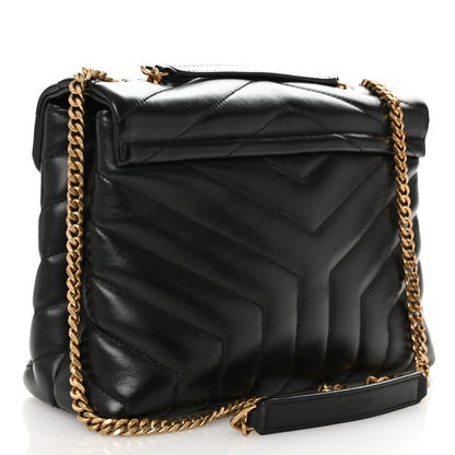 Saint Laurent Calfskin Y Quilted Monogram Small Loulou Chain Satchel Black 3 of 11