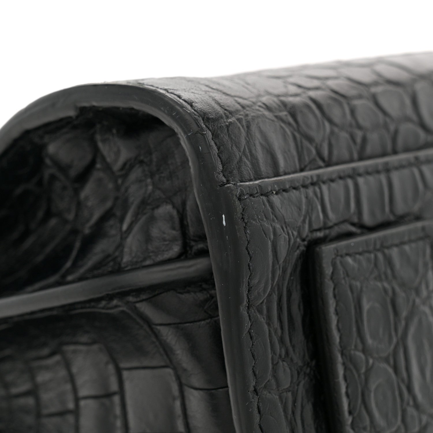 Saint Laurent Calfskin Crocodile Embossed Small Supple Sac de Jour Black 10 of 11