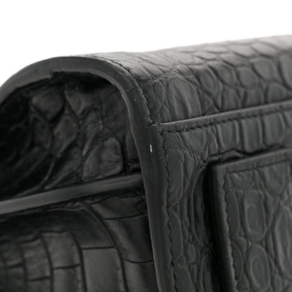 Saint Laurent Calfskin Crocodile Embossed Small Supple Sac de Jour Black 10 of 11