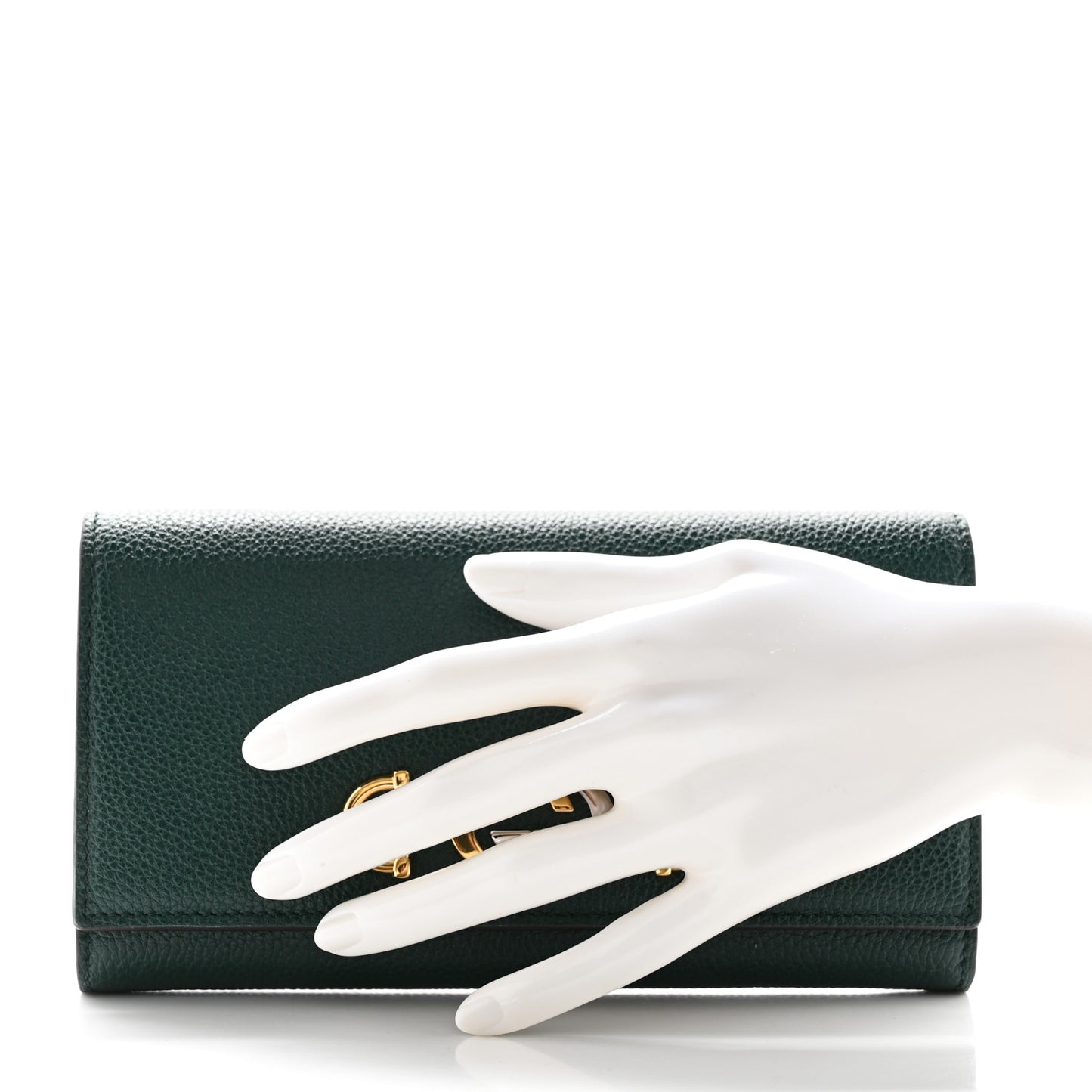Grainy Calfskin Zumi Continental Wallet Vintage Green