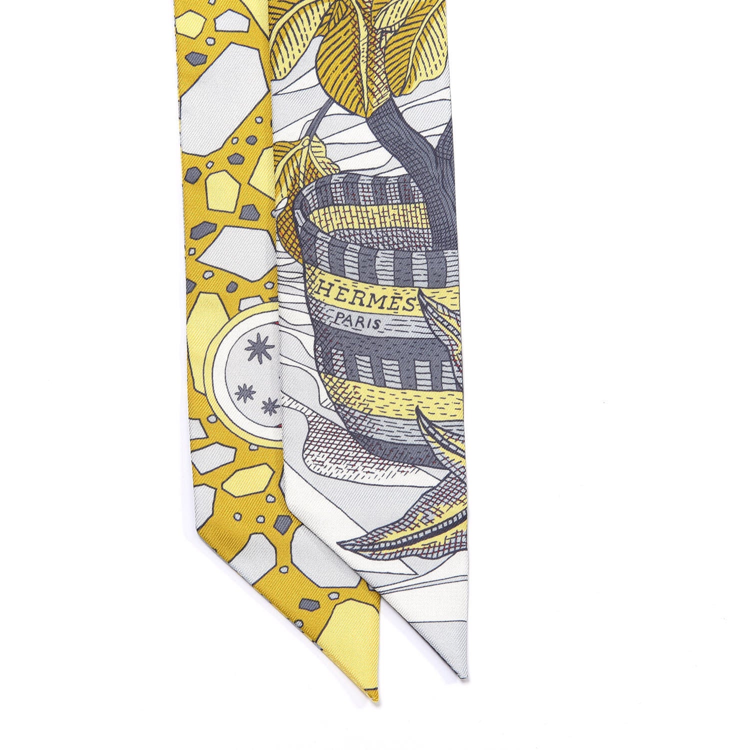 Hermes Silk La Danse Des Amazones Twilly Gris White Gold 2 of 4