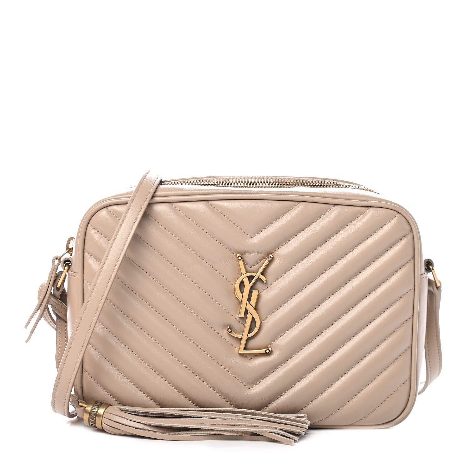 Saint Laurent Calfskin Matelasse Monogram Lou Camera Bag Dark Beige 1 of 9