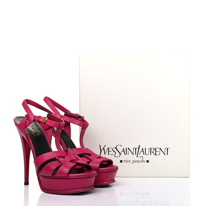 Saint Laurent Calfskin Tribute 105 Platform Sandals 39.5 Fuchsia 28 of 28