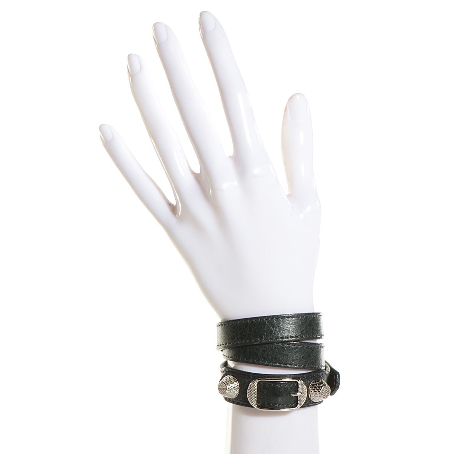Balenciaga Agneau Arena Classic Hardware Triple Tour Giant 12 Silver Hardware Bracelet Black 2 of 6