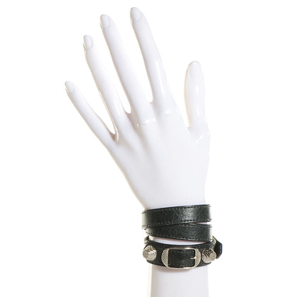 Balenciaga Agneau Arena Classic Hardware Triple Tour Giant 12 Silver Hardware Bracelet Black 2 of 6