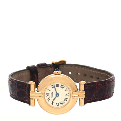 Cartier Sterling Silver Vermeil Alligator 24mm Must de Colisee Quartz Watch Burgundy 2 of 4
