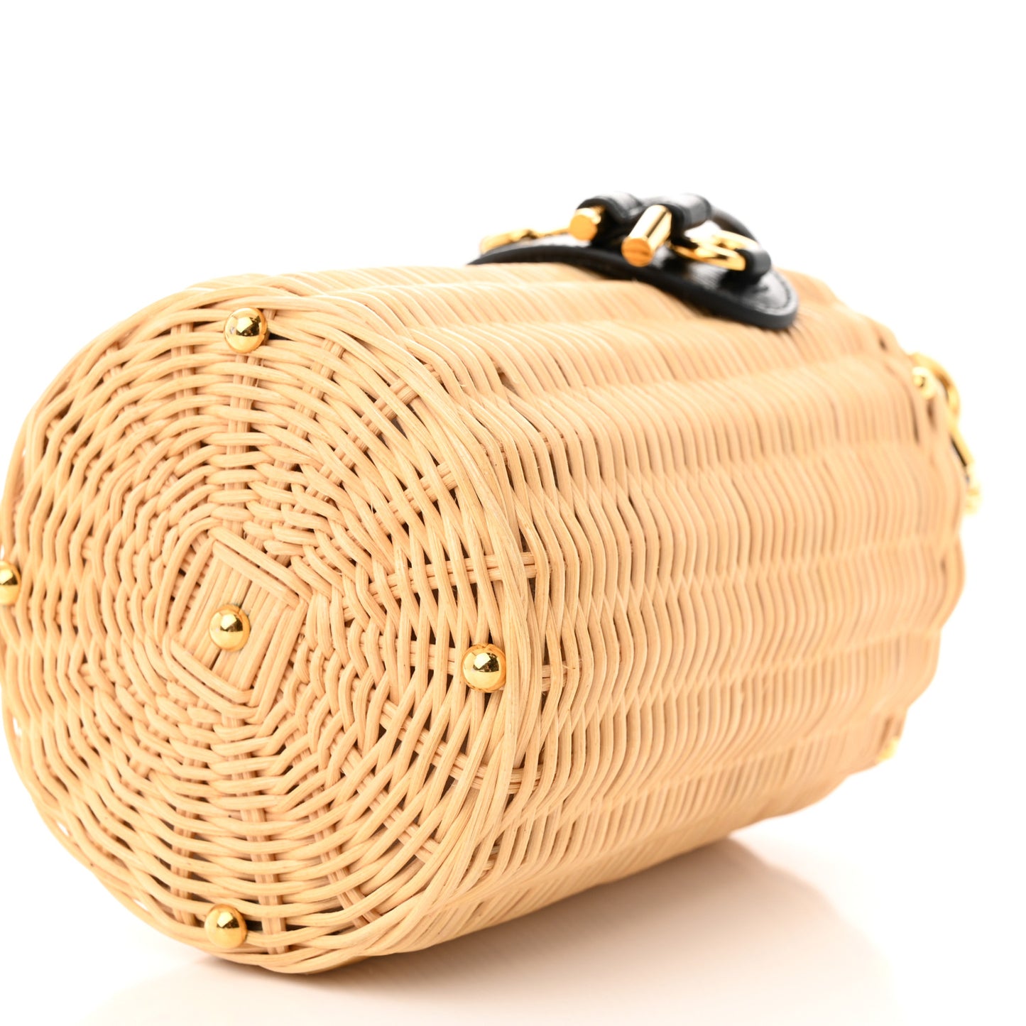 Wicker Horsebit 1955 Bucket Bag Natural Black