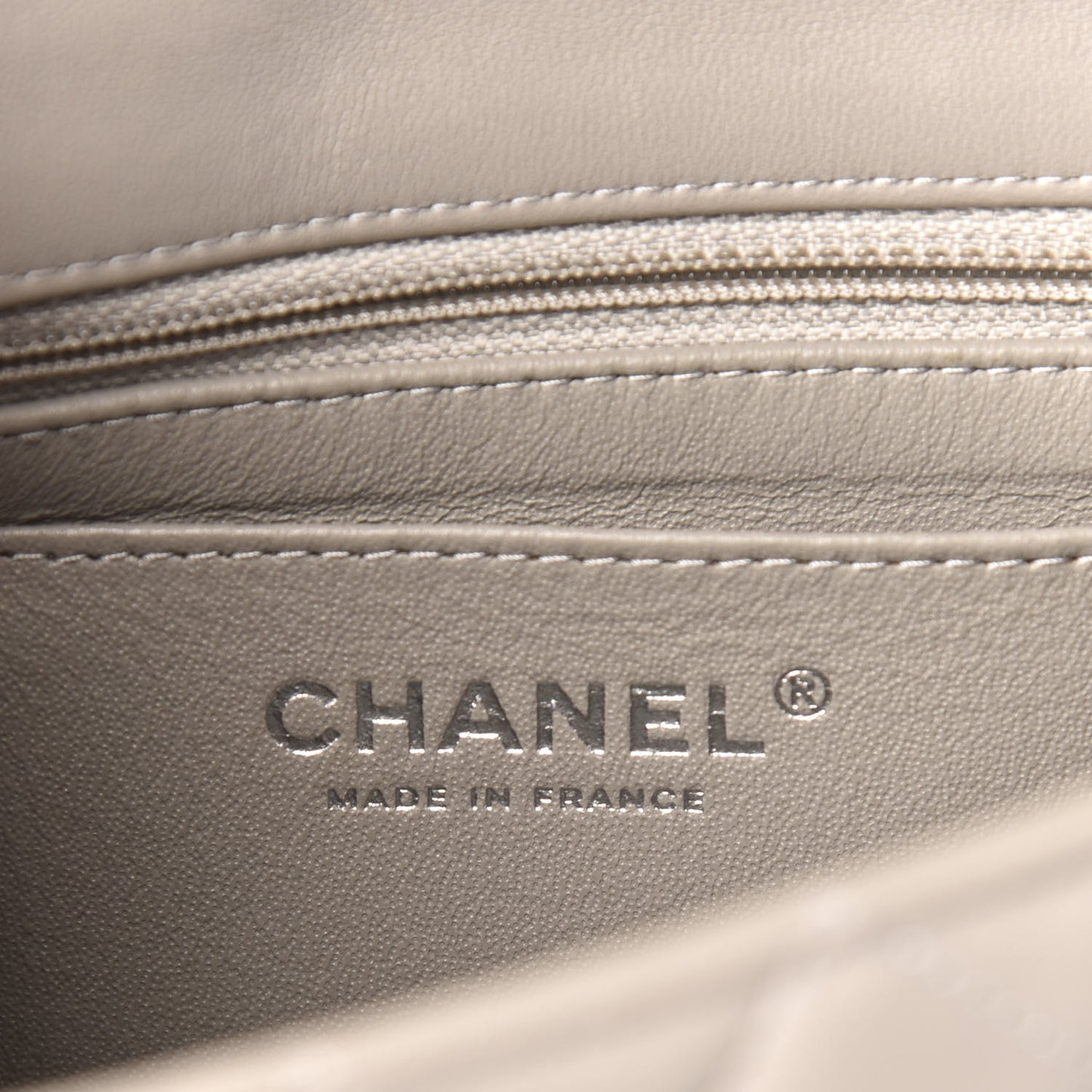Lambskin Quilted Mini Rectangular Flap Grey