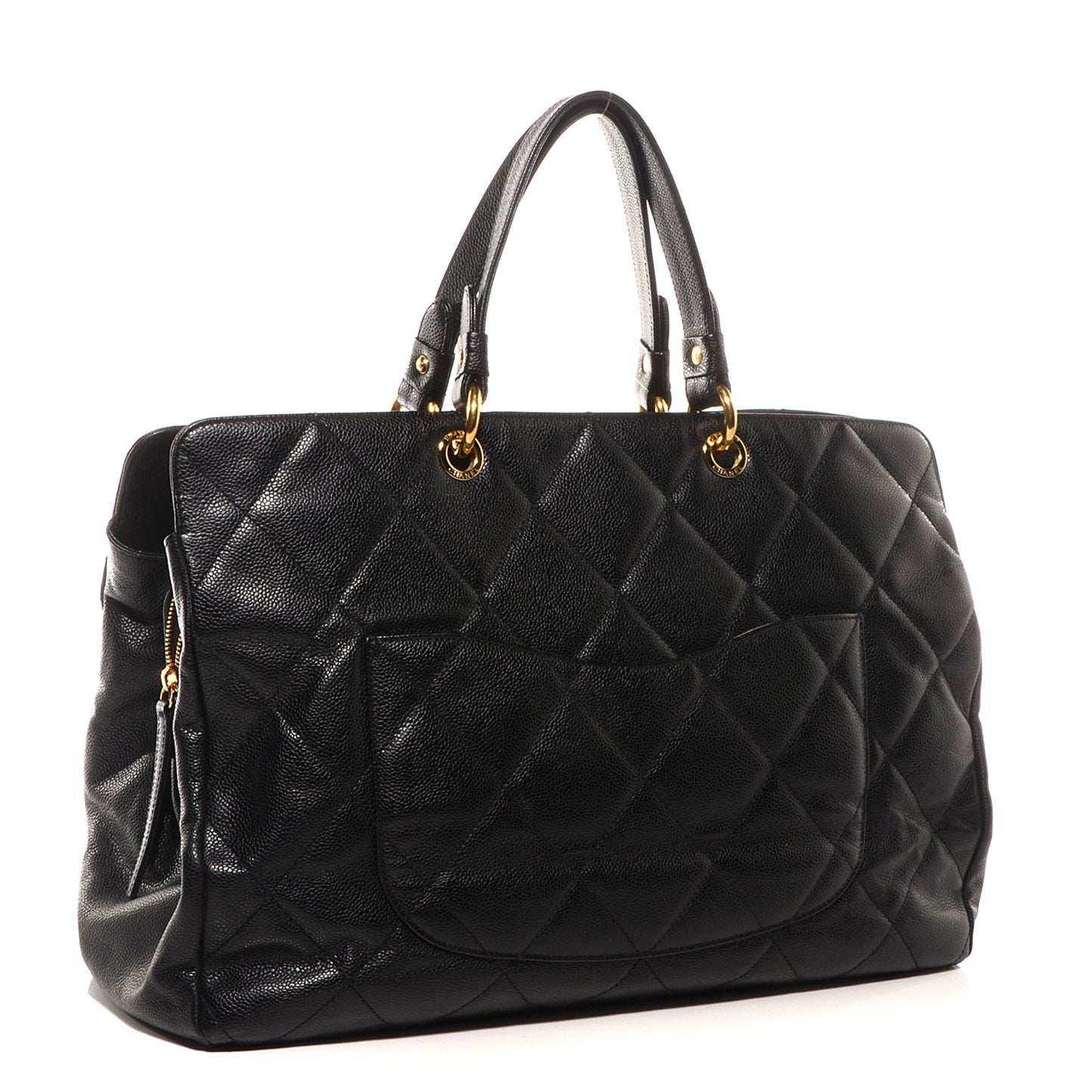 Soft Caviar Quilted CC Timeless Tote Black