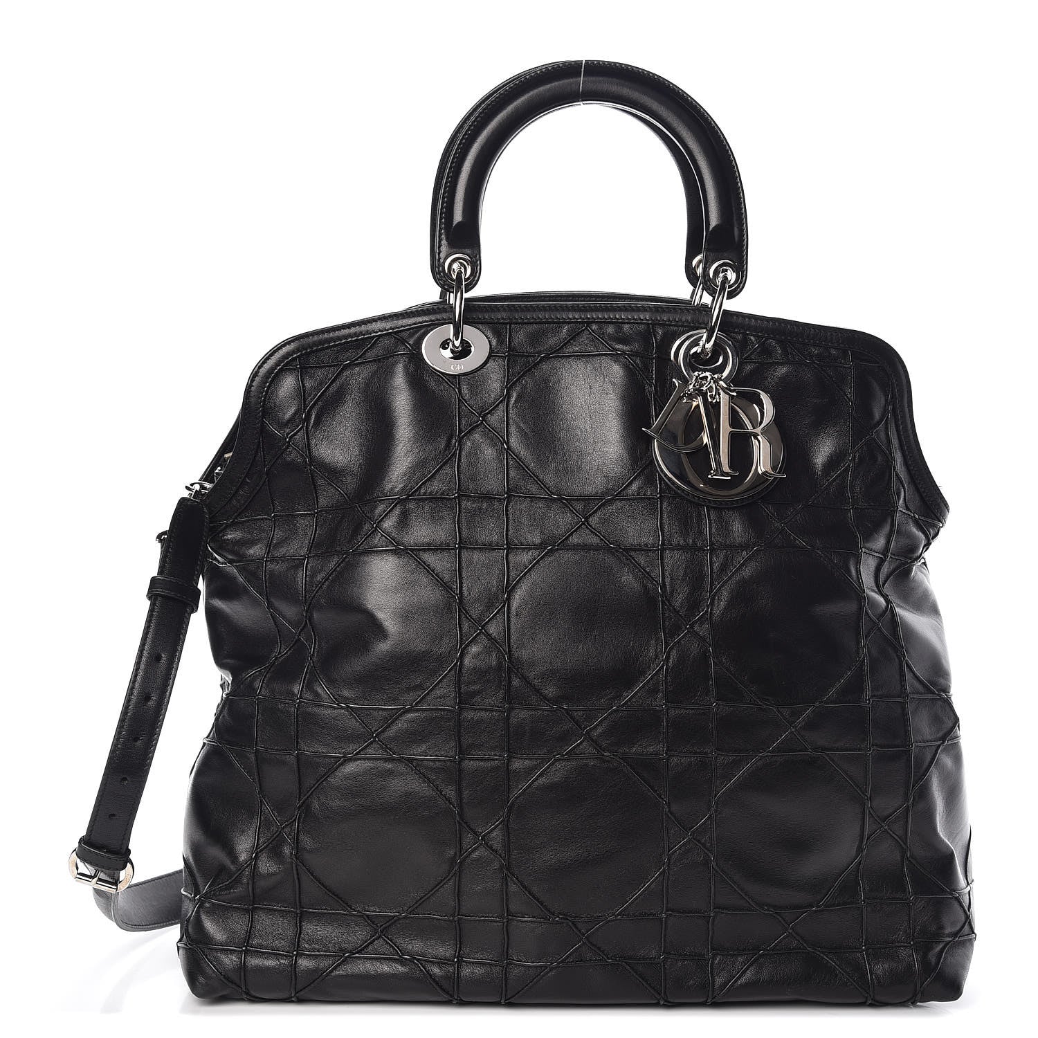 Christian Dior Lambskin Cannage Large Granville Tote Black 1 of 15