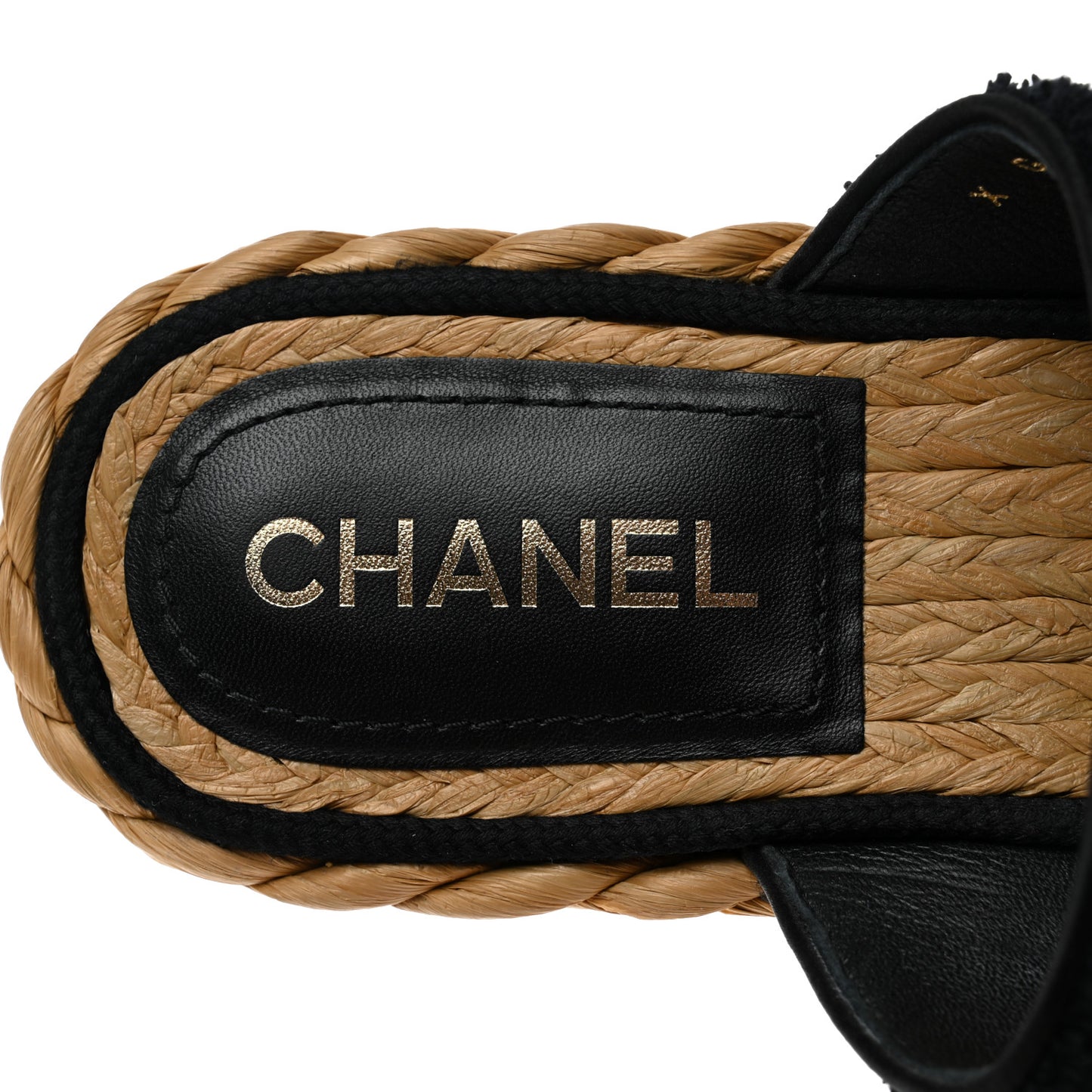 Terry Cloth Raffia CC Logo Thong Sandals 41 Black