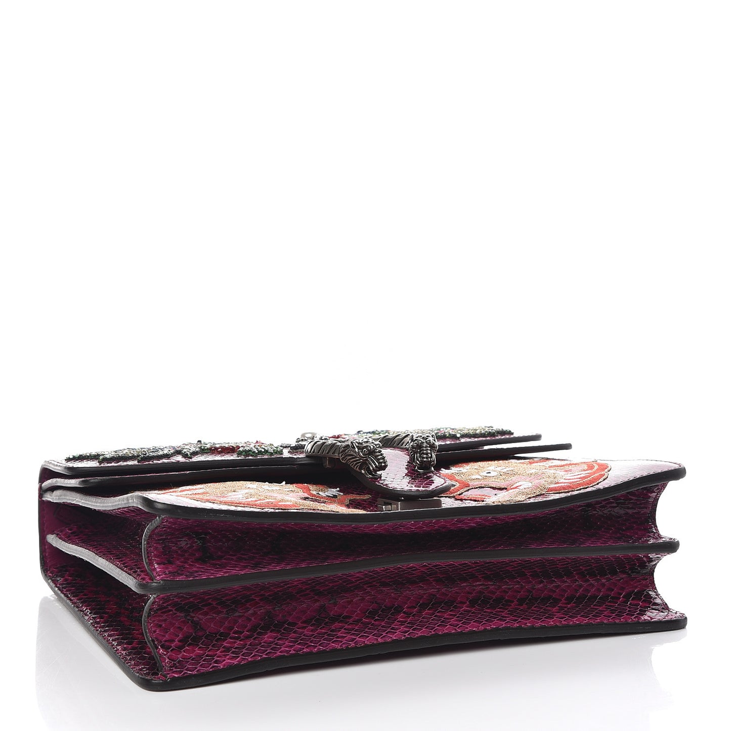 Elaphe Dragon Embroidered Medium Dionysus Shoulder Bag Violet Cyclamen Multicolor