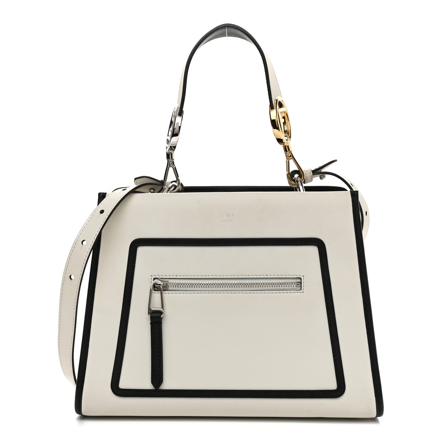 Vitello Century Opaco F is Fendi Bi-Color Small Runaway Satchel White Ice Black