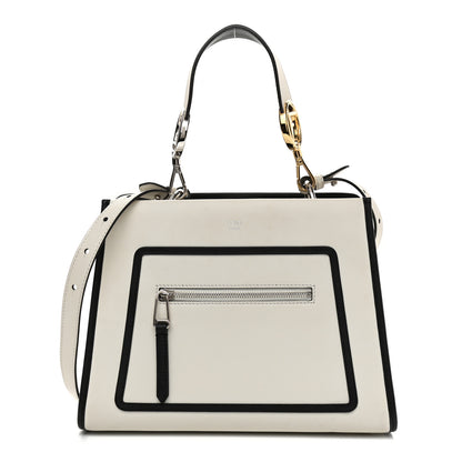Fendi Vitello Century Opaco F is Fendi Bi-Color Small Runaway Satchel White Ice Black 1 of 15