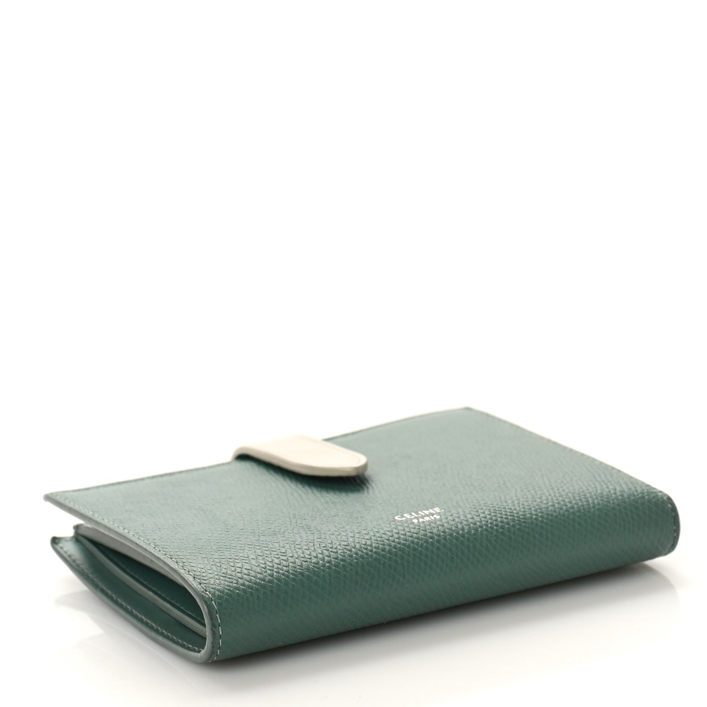 Grained Calfskin Medium Multifunction Strap Wallet Green