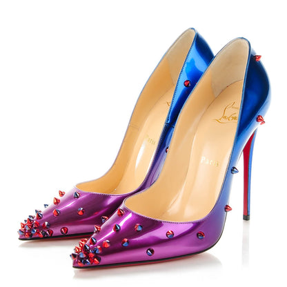 Christian Louboutin Patent Scarabe Degraspike 120 Pumps 38 Rose Digitale 3 of 7