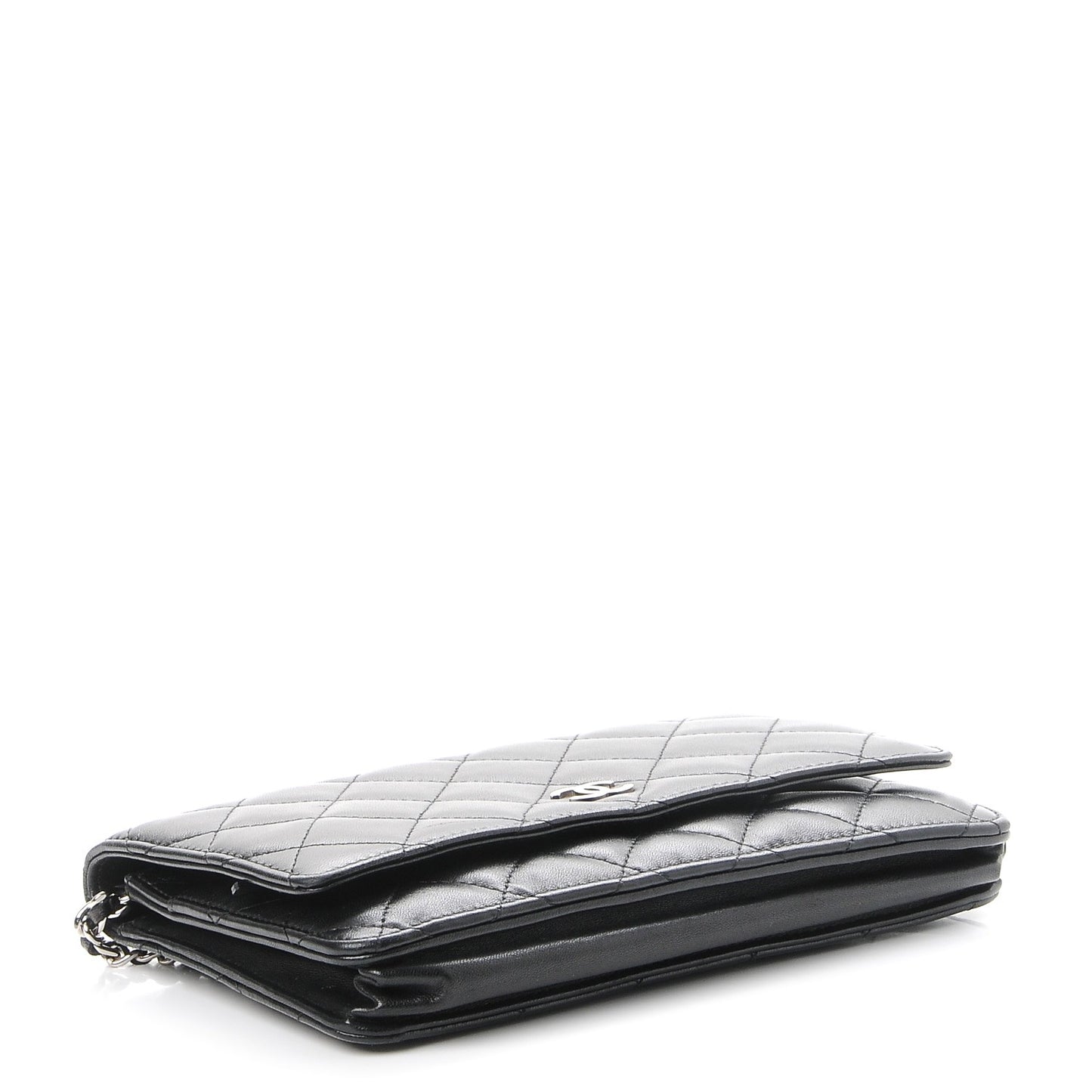Lambskin Quilted Wallet On Chain WOC Black