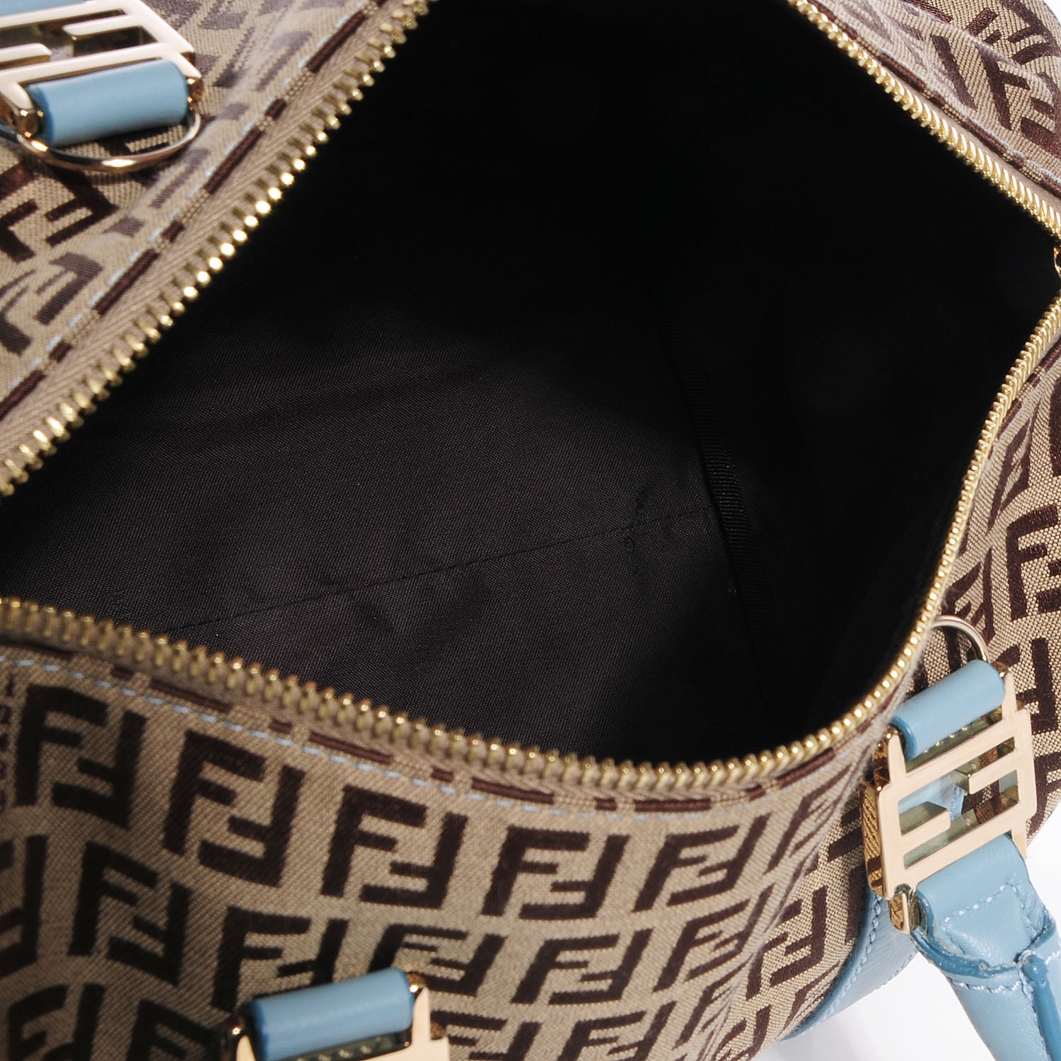 Fendi Zucchino Vitello Small Forever Boston Mogano Panna Laguna 5 of 9